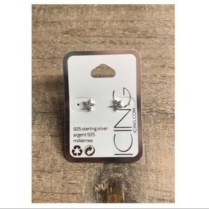 Silver & White Star Studded Earrings